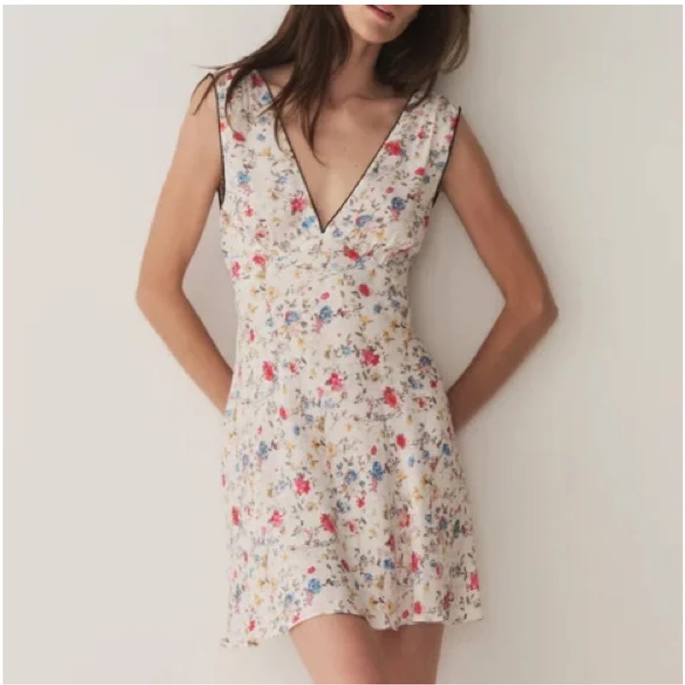 Nwt Doen Tula Satin Mini Dress In Blanc Flowering Meadow